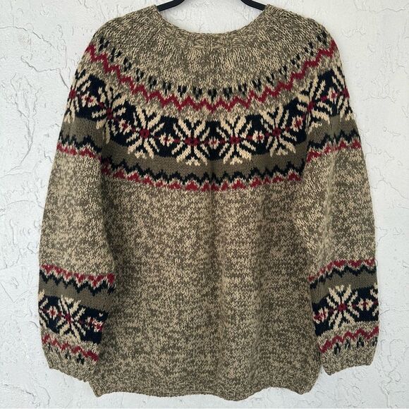 EDDIE BAUER Sweater Women Size Petite Medium Nordic Fair Isle Wool Boho - Picture 5 of 8